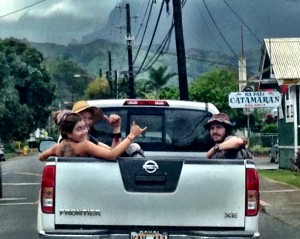 moving hawaii riding in back of a truck