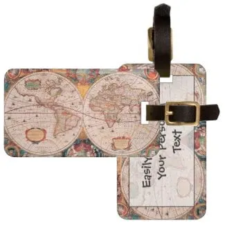 Vintage World Map From 1600 Bag Tag