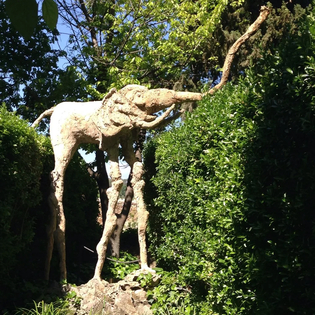 in the garden of Gala Dalí