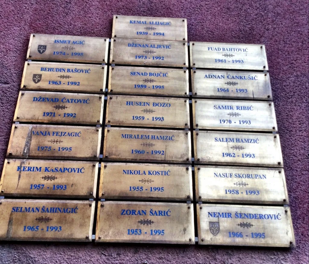 Sarajevo war dead brass plaques