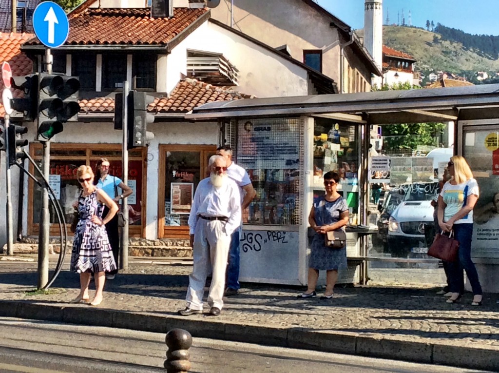 traveling to Sarajevo passengers waiting for streetcar