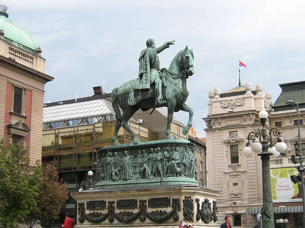 into Serbia  Prince Mihailo statue