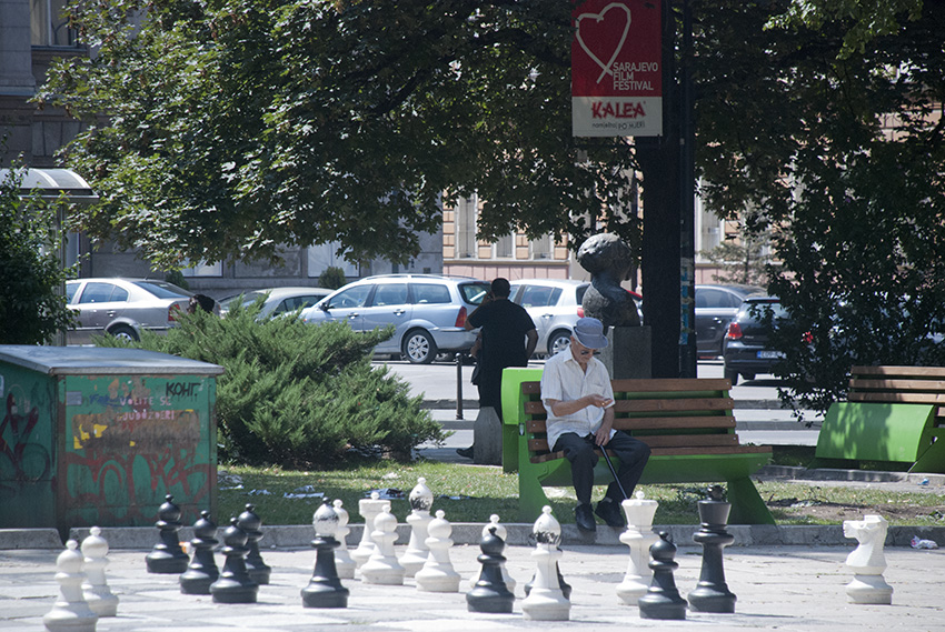 oversize chess in Sarajevo park