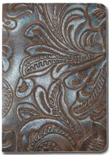 Vintage Embossed Brown Leather Pattern Passport Holder