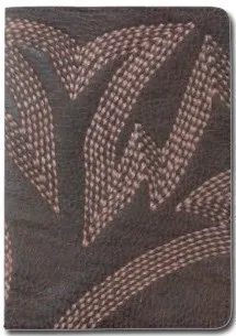 Stitched Brown Leather Pattern Passport Holder