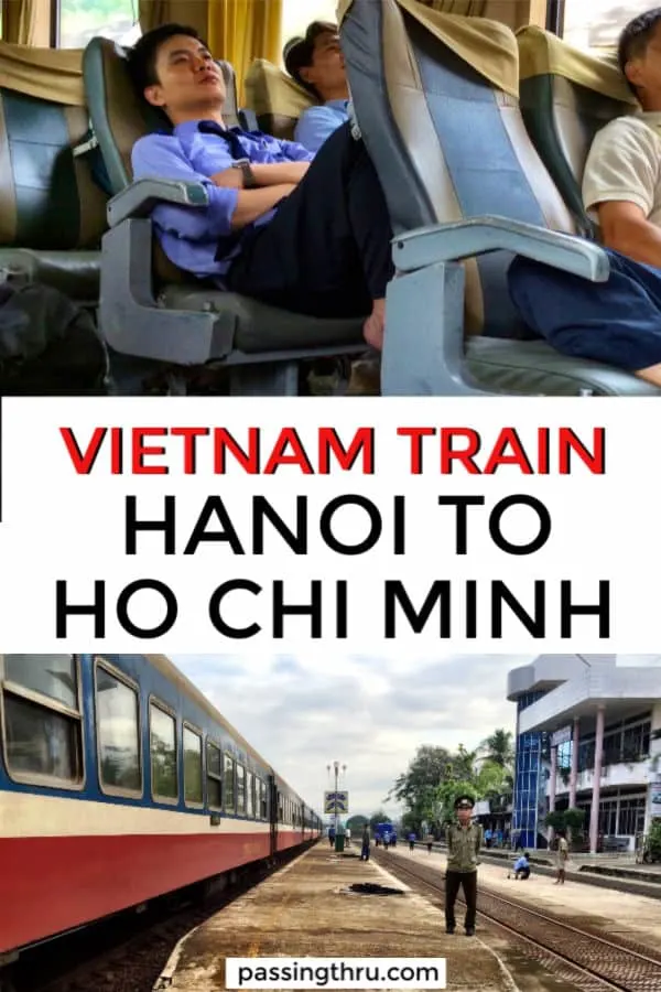 Vietnam by train Hanoi to Ho Chi Minh passengers and train cars