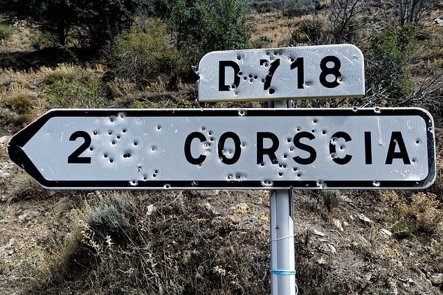 Corsica Road sign