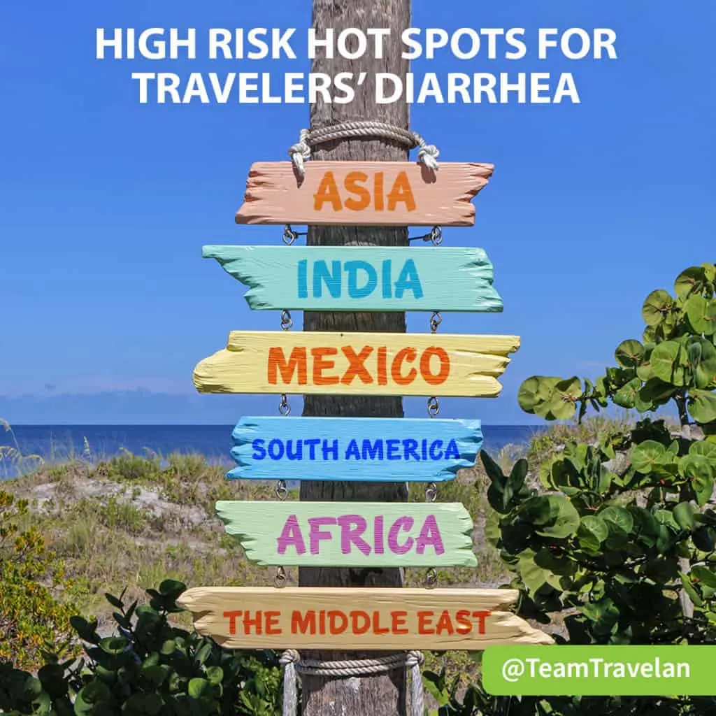 Travelan tips Travelers Diarrhea hotspots
