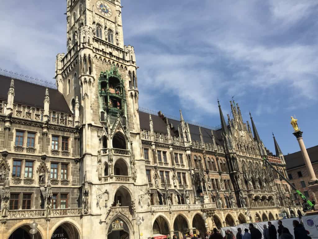 Munich must see - New Town Hall with glockenspiel clock in Marienplatz