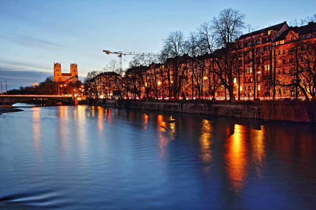 things to do in Munich at night - walk along the River Isar