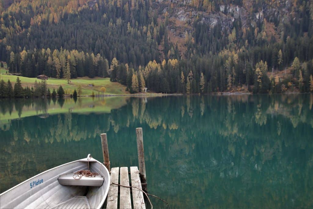 canoe and dock emerald lake