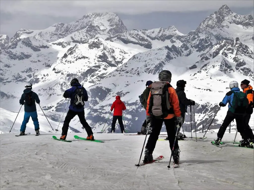skiers in the alps