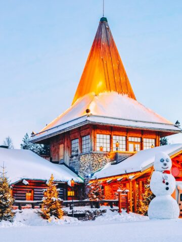 Snowman at Santa Office in Santa Claus Village in Rovaniemi in Lapland in Finland.