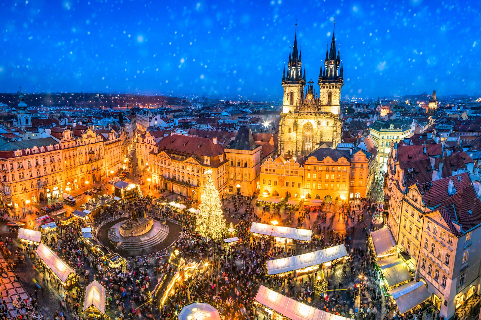 Traditional Christmas market at the old town square in Prague