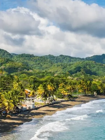 View over the beach of Roxborough, Tobago, Trinidad and Tobago, West Indies, Caribbean, Central America