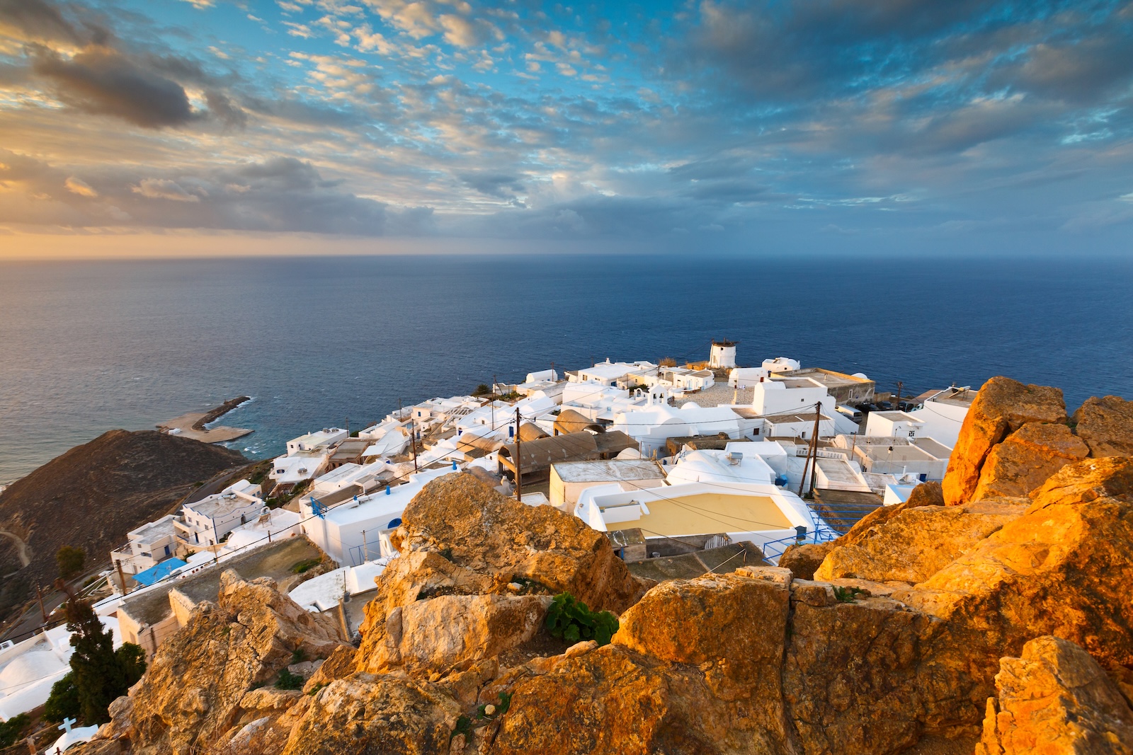 View of Chora village on Anafi island.